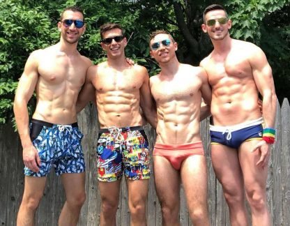 Swimwear men's printed boxer long adult loose men's swimming hot spring beach plus fertilizer to increase large size