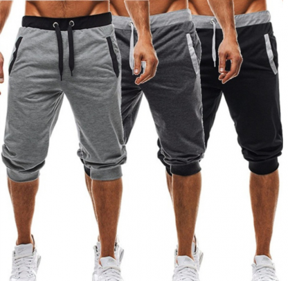 Summer new wish hot hit color casual cropped trousers sports pants men's trousers