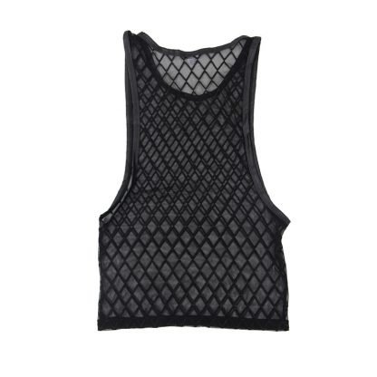 Mesh check transparent vest
