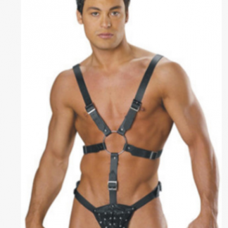 Men's Sexy Underwear Panties Men's Leather Siamese Chained Jumpsuits