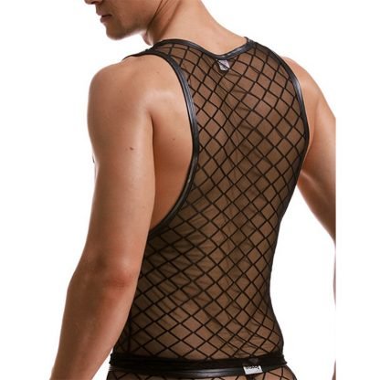 Mesh check transparent vest