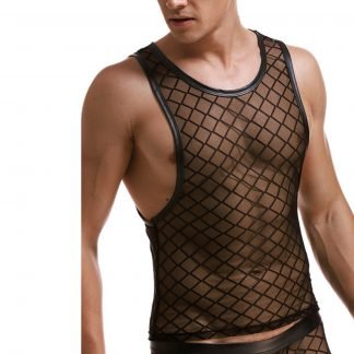 Mesh check transparent vest