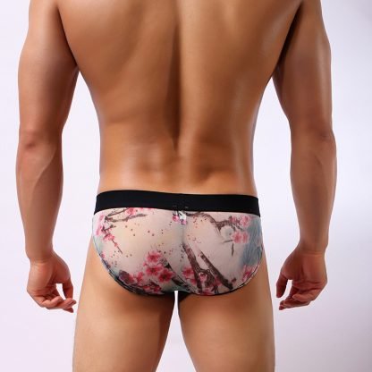 New camouflage underwear men's sexy mesh triangle briefs body shaping low waist sexy underwear