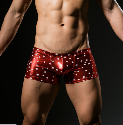 Faux leather patent leather underwear star boxer