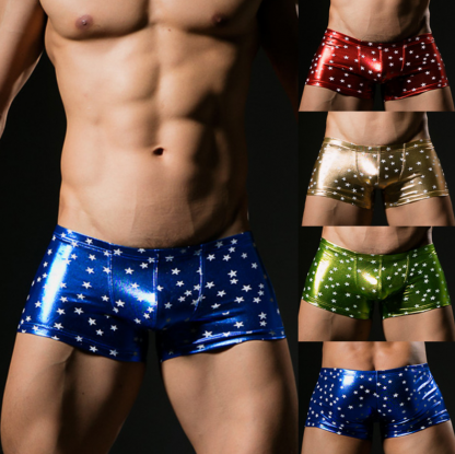 Faux leather patent leather underwear star boxer