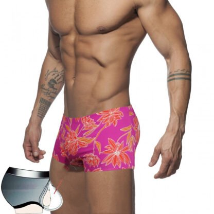 Men's Boxer Nylon Low Waist Print Swim Shorts Cup - Image 4
