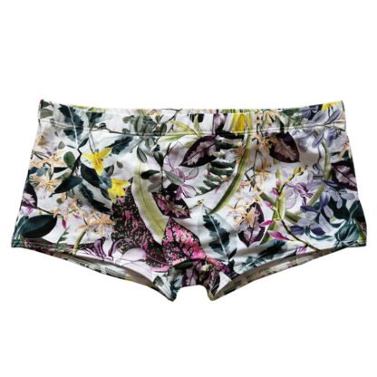 Men's Boxer Nylon Low Waist Print Swim Shorts Cup - Image 6