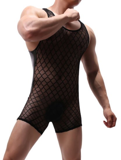 New Sports Diamond Mesh Boxer Bodysuit Breathable - Image 4